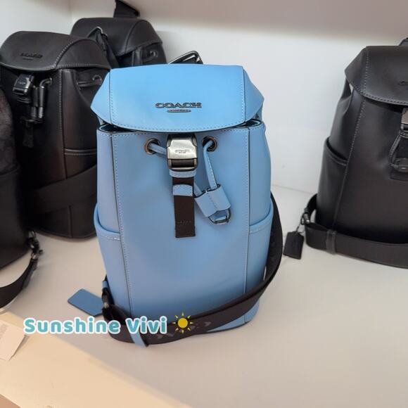 NWT Coach Racer Pack Bag Backpack Leather CBI69 Black Antique Nickel/Pool - Picture 1 of 11